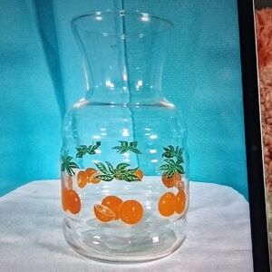 Glass Carafe with Orange and Green Design